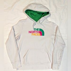 The North Face White Hoodie with Green Lining
